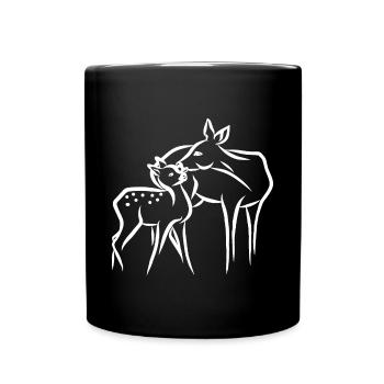 Roe deer with fawn - Full Colour Mug - black - Front