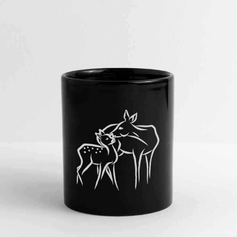 Rehgeis mit Kitz Tasse einfarbig