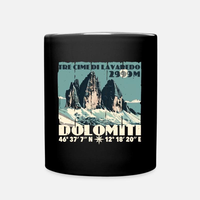 Tre Cime Lavaredo Dolomiti Three Peaks Dolomites - Full Colour Mug - black