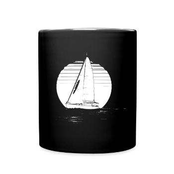 Segelboot Zeichnung - Tasse einfarbig - Schwarz - Vorne