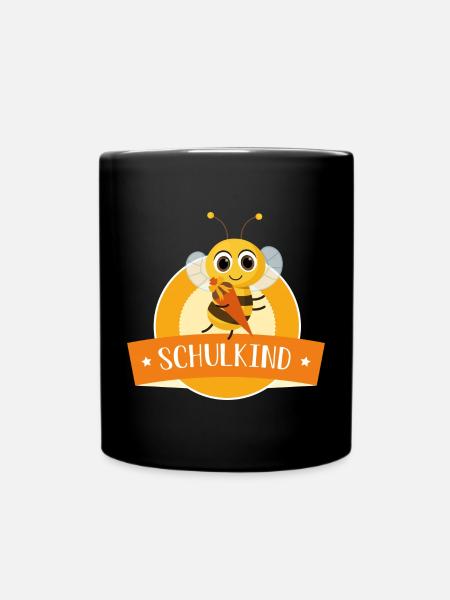 Schulkind fleißige Biene mit Zuckertüte (orange) - Tasse einfarbig - Schwarz