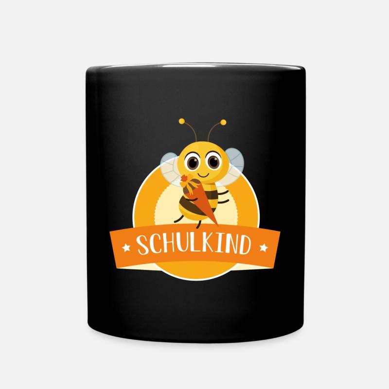 Schulkind fleißige Biene mit Zuckertüte (orange) - Tasse einfarbig - Schwarz