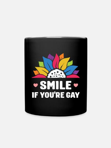 LGBT Pride Month - Lächeln Sie, wenn Sie schwul sind - Tasse einfarbig - Schwarz