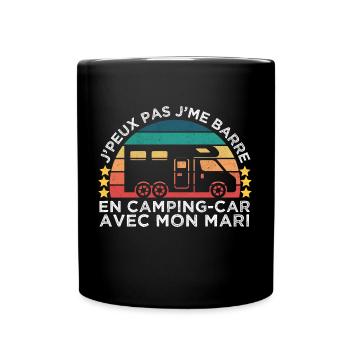 J'me barre en camping-car avec mon mari vintage - Mug uni - noir - Devant