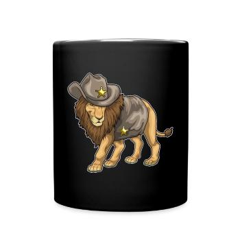 Chapeau du shérif Lion - Mug uni - noir - Devant