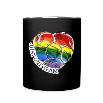 Rainbow Pride Football Heart One Team - Full Colour Mug - black - Front