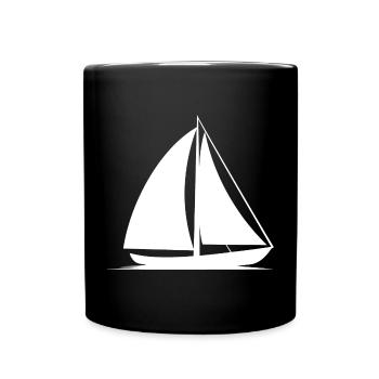 Segelboot Line Art - Tasse einfarbig - Schwarz - Vorne
