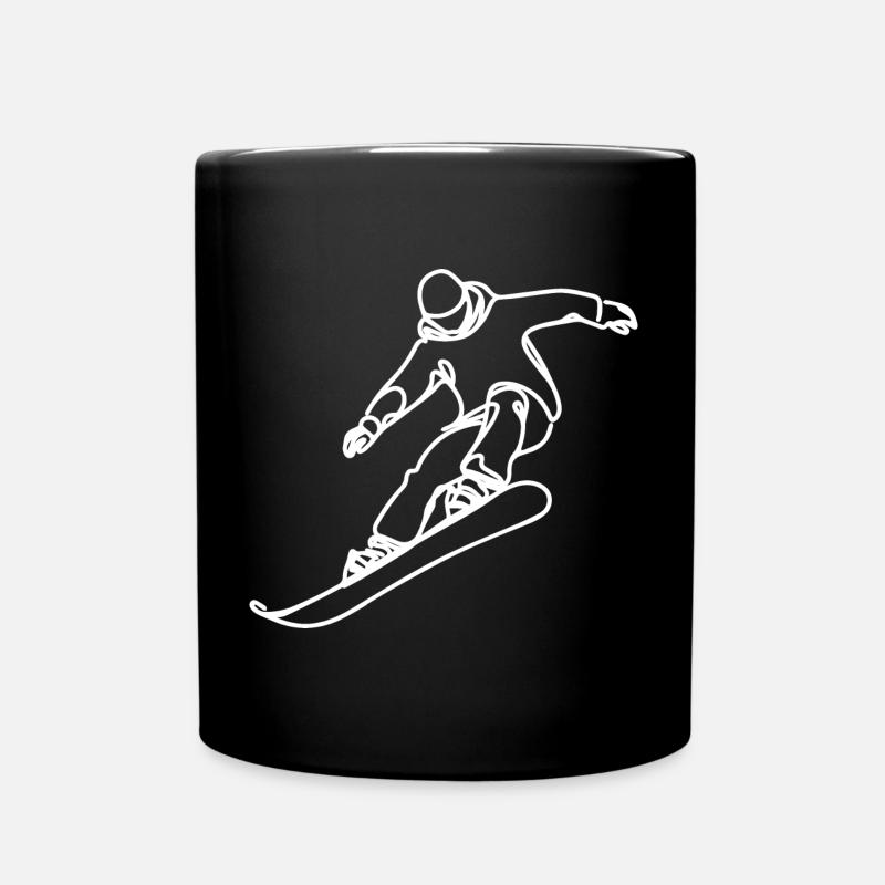 Snowboarder Zeichnung - Tasse einfarbig - Schwarz