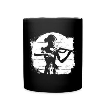 Violins Woman Drawing - Full Colour Mug - black - Front