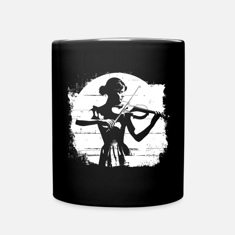Geigen Frau Zeichnung - Tasse einfarbig - Schwarz