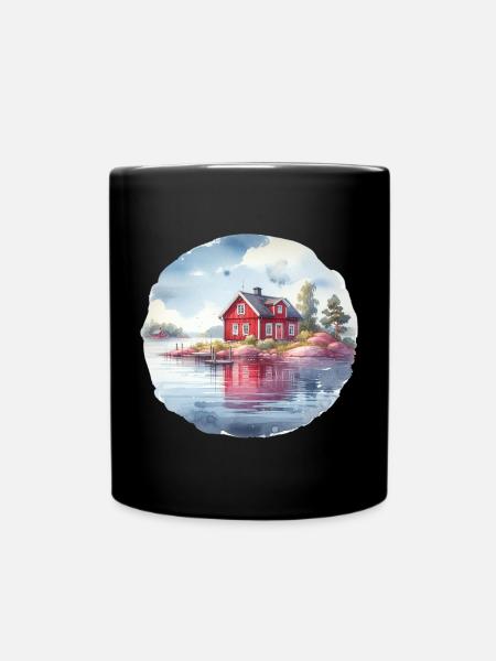 Schwedenhaus Schwedenhaus Urlaub Geschenk - Tasse einfarbig - Schwarz