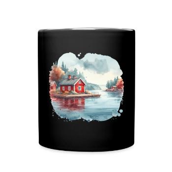 Suède maison Suède lac cadeau de vacances - Mug uni - noir - Devant
