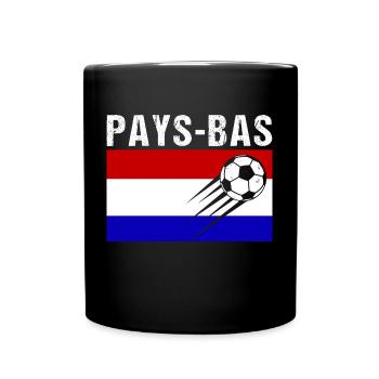 Drapeau Pays-Bas cadeau football foot hollandais - Mug uni - noir - Devant
