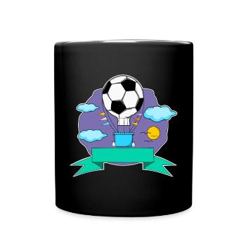 Fußball Heißluftballon Namensschild lila - Tasse einfarbig - Schwarz - Vorne