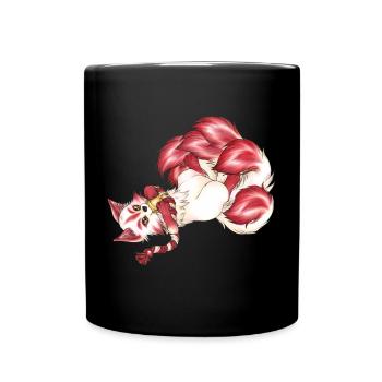 Kitsune Fuchs Fuchsgeist Inari Japan Mythologie - Tasse einfarbig - Schwarz - Vorne
