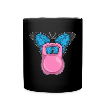 Bodybuilding papillon avec haltères - Mug uni - noir - Devant