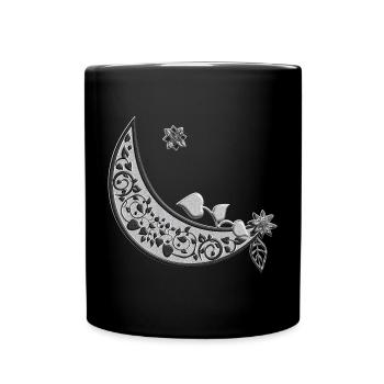 Moon with tendril ornament - Full Colour Mug - black - Front