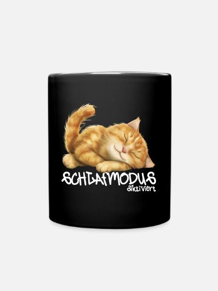 Katze Schlafmodus aktiviert Pyjama Nachtshirt - Tasse einfarbig - Schwarz
