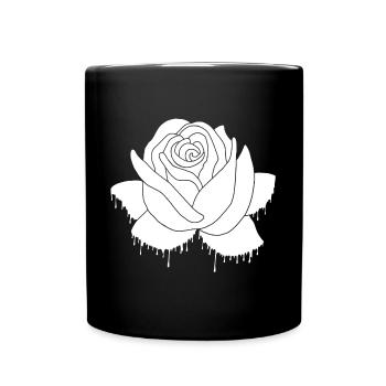 Graffiti einer weißen Rose - Tasse einfarbig - Schwarz - Vorne