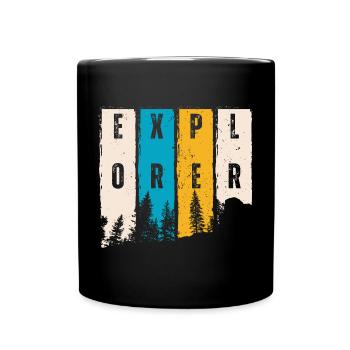 Entdecker Wald Bäume Silhouette - Tasse einfarbig - Schwarz - Vorne
