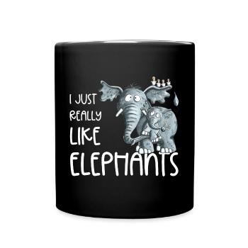 I Just Really Like Elephants I Elefant Wildtiere - Full Colour Mug - black - Front