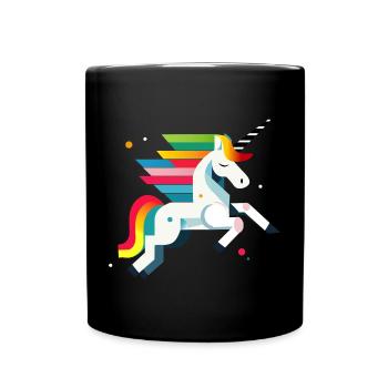 Magisches Einhorn – Farbenfrohes Design - Tasse einfarbig - Schwarz - Vorne