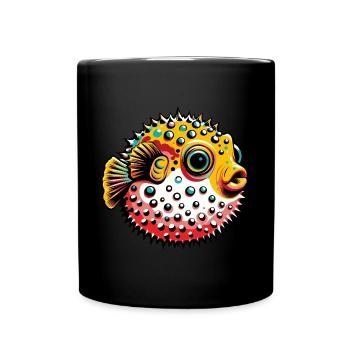 Kugelfisch - Tasse einfarbig - Schwarz - Vorne