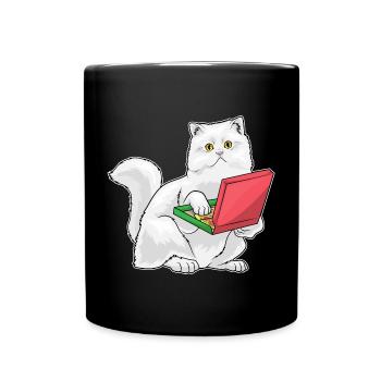 Persische Katze Pizza - Tasse einfarbig - Schwarz - Vorne