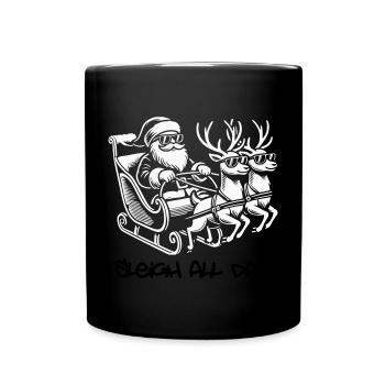 Glacière Père Noël – Traîneau toute la journée - Mug uni - noir - Devant