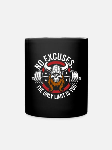 Wikinger Schädel Motivierende Gym Grafik - Tasse einfarbig - Schwarz