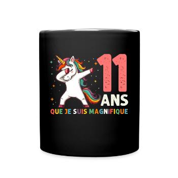 Licorne Dab Cadeau 11 Ème Anniversaire 11 Ans - Mug uni - noir - Devant