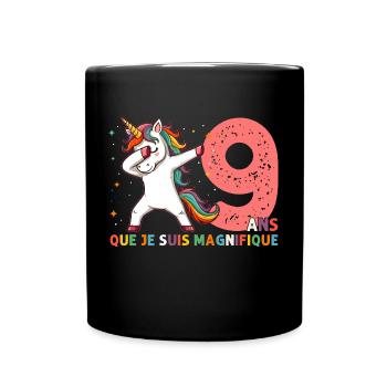 Licorne Dab Cadeau 9 Ème Anniversaire 9 Ans - Mug uni - noir - Devant
