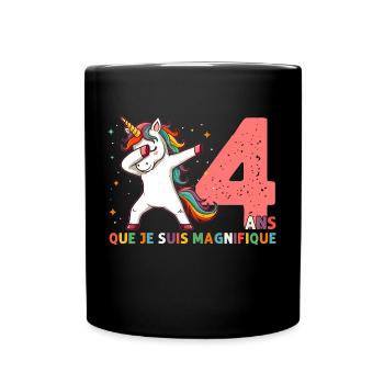 Licorne Dab Cadeau 4 Ème Anniversaire 4 Ans - Mug uni - noir - Devant