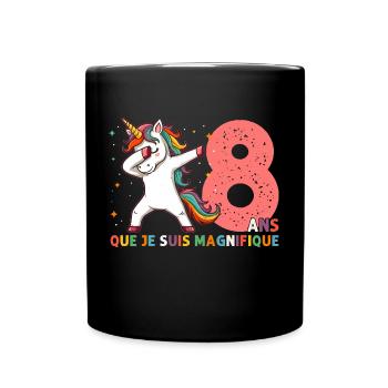 Licorne Dab Cadeau 8 Ème Anniversaire 8 Ans - Mug uni - noir - Devant
