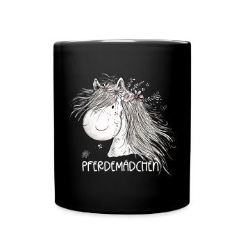Horse Girl Pferdemädchen Pferde Cartoon - Tasse einfarbig - Schwarz - Vorne