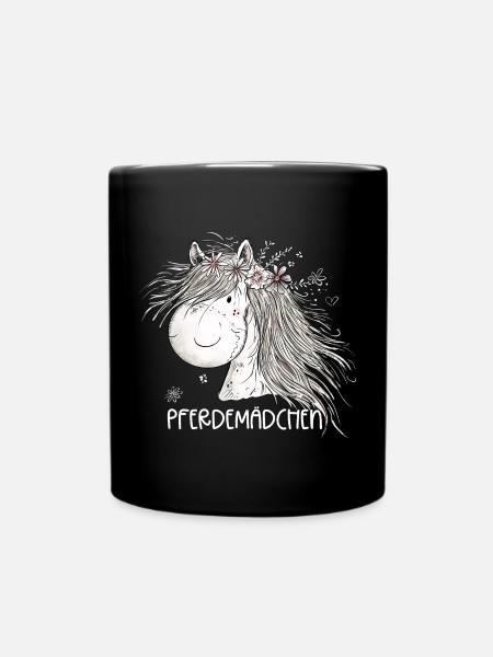 Horse Girl Pferdemädchen Pferde Cartoon - Tasse einfarbig - Schwarz