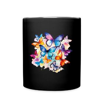 Papillons Coloré Coloré Beau Art Nature - Mug uni - noir - Devant