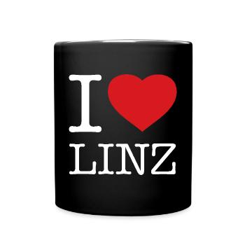 I LOVE LINZ - Tasse einfarbig - Schwarz - Vorne