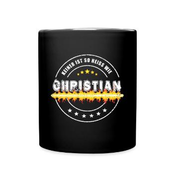 Keiner ist so heiss wie CHRISTIAN - Tasse einfarbig - Schwarz - Vorne
