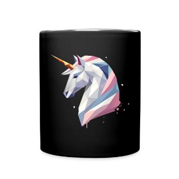 Geometrisches Einhorn – Moderne Eleganz - Tasse einfarbig - Schwarz - Vorne