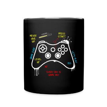 Gamer Controller Graffiti - Tasse einfarbig - Schwarz - Vorne