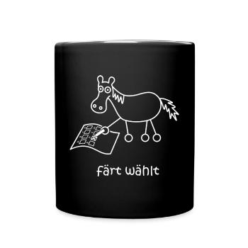 färt wählt, Pferd wählt, Wahlen, Wahl, Pferde - Tasse einfarbig - Schwarz - Vorne