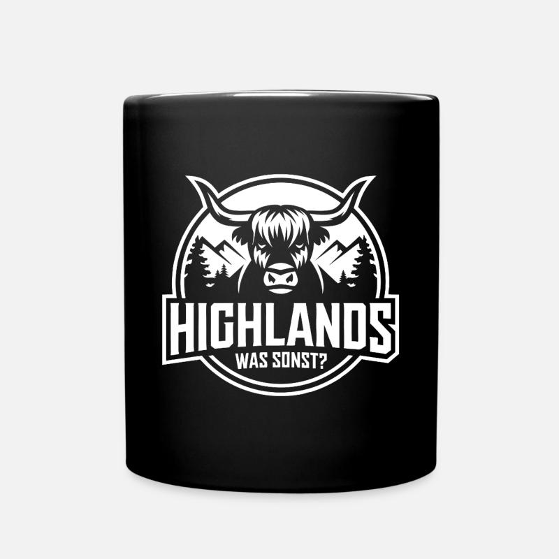 Highlands was sonst Schottisches Hochlandrind - Tasse einfarbig - Schwarz