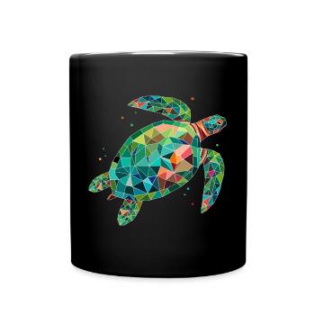 Colorful Water Turtle – Colorful Sea Design - Full Colour Mug - black - Front