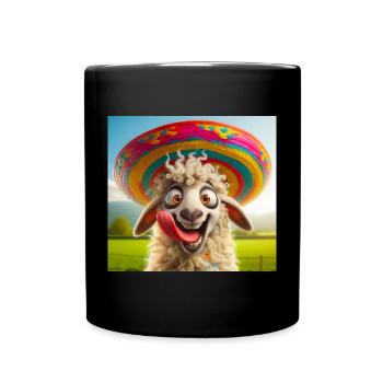 Sheep with Sombrero - Full Colour Mug - black - Front
