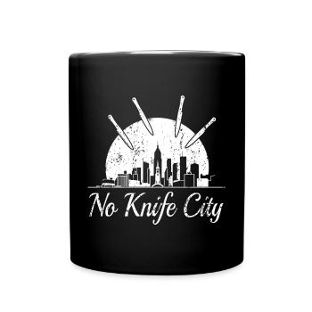 Keine Messer Stadt, - Tasse einfarbig - Schwarz - Vorne