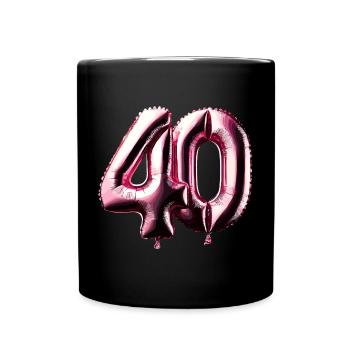 40 ans de ballon rose en feuille de ballon cadeau - Mug uni - noir - Devant