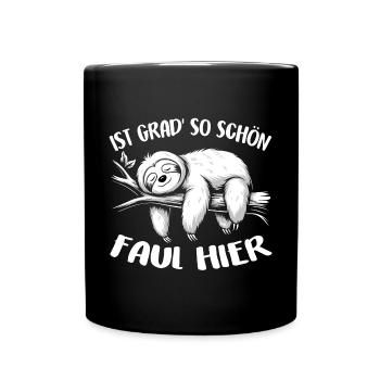 Süßes schläfriges Faultier immer mit der Ruhe - Tasse einfarbig - Schwarz - Vorne