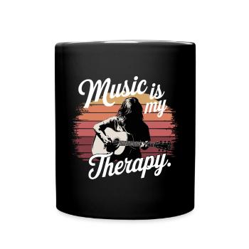 Music is My Therapy Notenschlüssel Musikfans und - Tasse einfarbig - Schwarz - Vorne