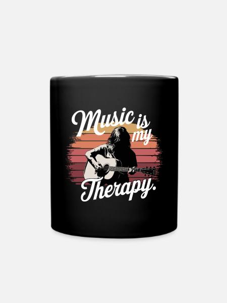 Music is My Therapy clef music fans and - Full Colour Mug - black